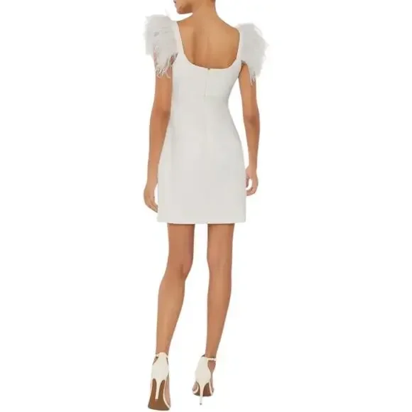 New Likely Cameron Feather Trim Crystal Embellished Minidress Size 4 - Picture 6 of 10